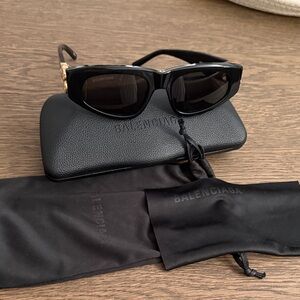 Balenciaga Black and Gold Sunglasses